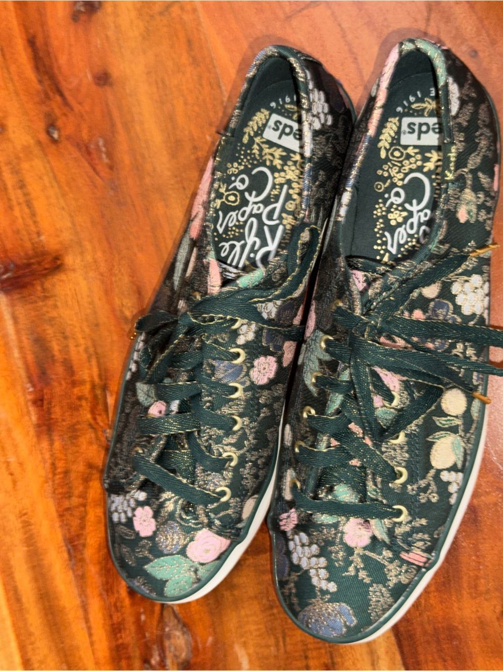 Keds x Rifle Paper Co Triple Kick Garden Party Green Floral Sneakers EUC 8.5